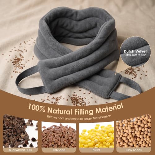 Microwavable Heat Pad for Neck and Shoulders, Warm Compress Wrap, Grey - color: Heat Pad05 -Grey
