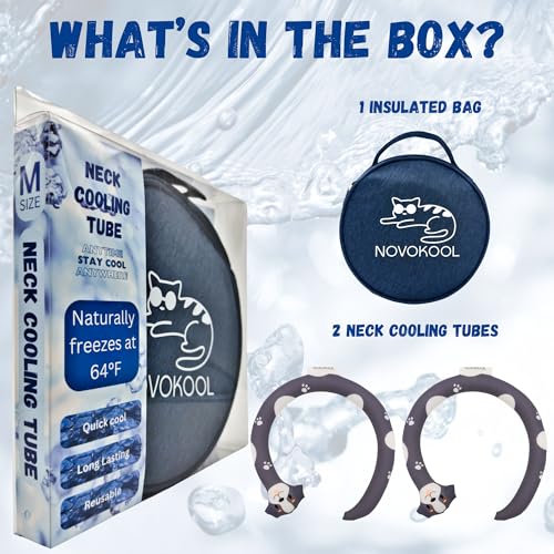 2 Pack Neck Cooling Tube with Insulated Bag - Reusable Ice Ring Neck Cooler Indoor Outdoor - Wearable Cooling Wrap - Relief for Summer and Hot Flashes - Ice Ring Freezes Under 64℉(2Dog) - color: 2 Pack Dog