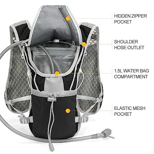 Hydration Pack Backpack, IX INOXTO Running Hydration Vest with 1.5L ( 50 oz) Water Bladder for Men Women, Lightweight Water Backpack for Hiking Cycling Climbing Camping