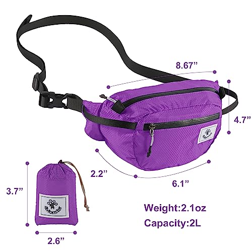 4Monster Hiking Waist Packs Portable,Water Resistant Fanny Bag with Adjustable Strap,Lightweight Crossbody Chest Bag Slim Bag - color: Purple