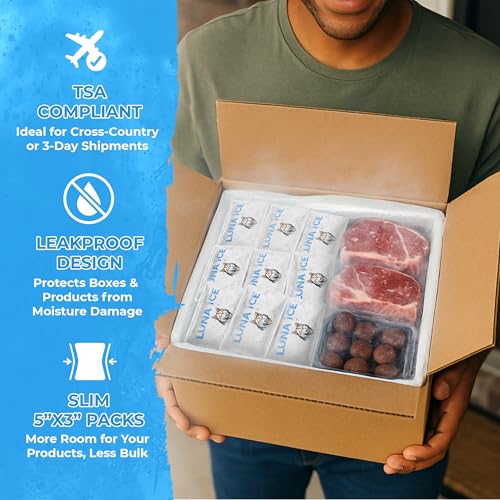Dry Ice Packs for Shipping - Long Lasting ice Packs - 24+ Hour Freeze Power - BPA Free - 12 Pack Bulk 3 lb – Hielo Seco - Reusable Gel Bricks for Food - size: Medium