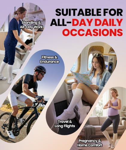 PULIOU Compression Socks for Women Men 15-20 mmHg Easy On Off,2 Pairs - color: 2black/1white/1grey, size: Large-X-Large