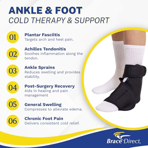 Brace Direct Reusable Gel Ice Pack Wrap for Achilles Tendonitis Relief - size: S-M