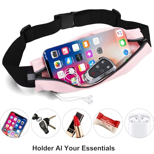 Running Belt Fanny Pack Men and Women Slim Running Bag Money Belt - color: Peach