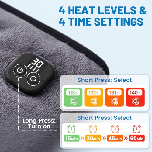 Cordless Heated Face Mask for Sinus Pressure, 2500mAh Rechargeable Face Heating Pad for Sinuses with 4 Heat Levels & 4 Time Settings, Adjustable Portable Electric Warm Compress Sinus Mask (Grey)