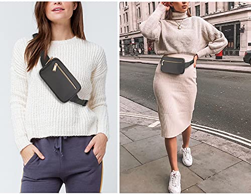 UTO Fanny Pack Crossbody Belt Purse Chest Waist Hip Travel Hiking Bumbag - color: 0917 dark grey