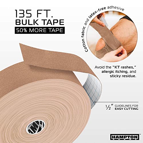 Hampton Adams Kinesiology Tape, Uncut Roll, Waterproof Muscle Support - color: Beige, size: 2in x 135ft (1 Roll)