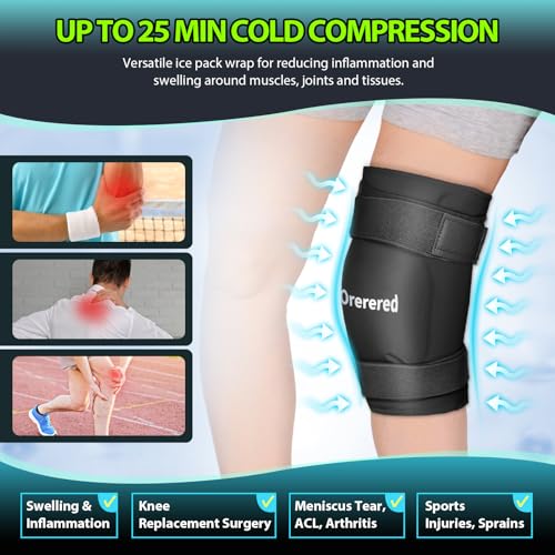 Ice Packs for Injuries Reusable Knee Gel Ice Pack Wrap for Swelling Black - color: 1pc-black
