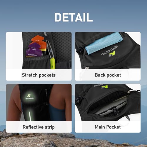 N NEVO RHINO Running Vest with 1.5L Water Bladder, Hydration Vest Pack - color: Black