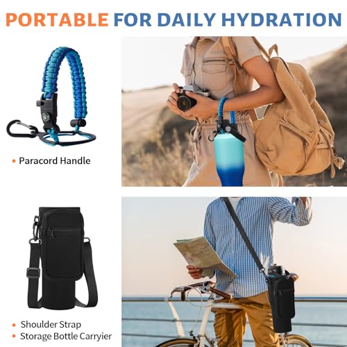 40 oz Insulated Water Bottle with Flip Straw & Auto Spout Lid for Camping - color: Caribbean Blue, size: 40 Ounces