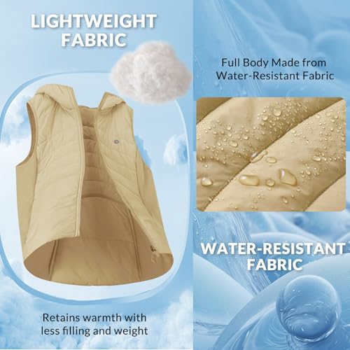 baleaf Women's Winter Running Vest Fleece Hooded Jacket Warm Slim fit - color: Tannin, size: X-Large