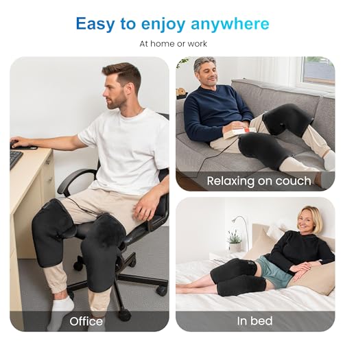 COMFIER Heated Knee Massager with Heat & Vibration, Graphene Knee Heating Pad Wrap, Adjustable Wearable Knee Brace,Electric Knee Warmer for Men Women Seniors - color: Midnight Black