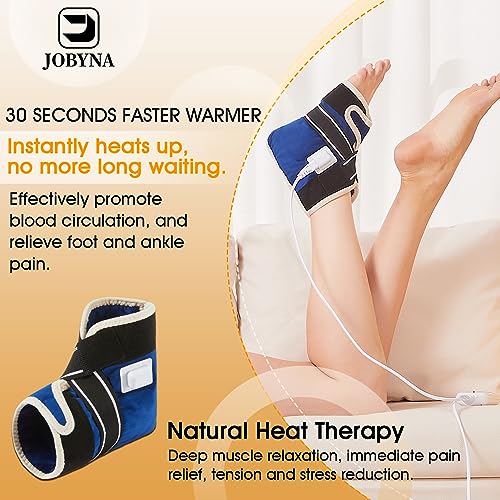 JOBYNA Heating Pad for Ankle, Upgrade Electric Heated Ankle Wrap for Ankle Pain Relief and Plantar Fasciitis Relief, 86℉-158℉ & 10-90mins Auto Shut Off (1 Pack)