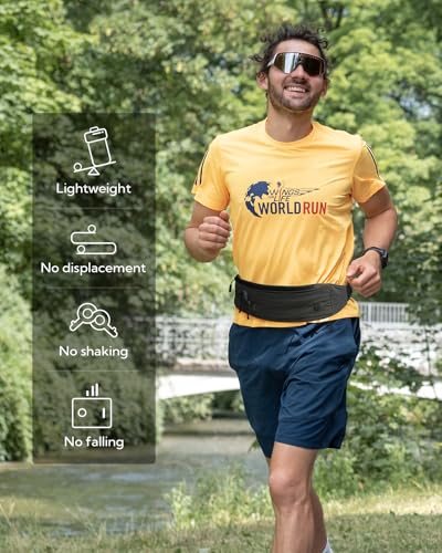 WATERFLY Running Belt Fanny Pack:Phone Holder Belt for Men Women - color: Charcoal gray