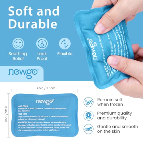 NEWGO Mini Ice Packs, Reusable Cold Gel for Pain Relief, 6 Pack