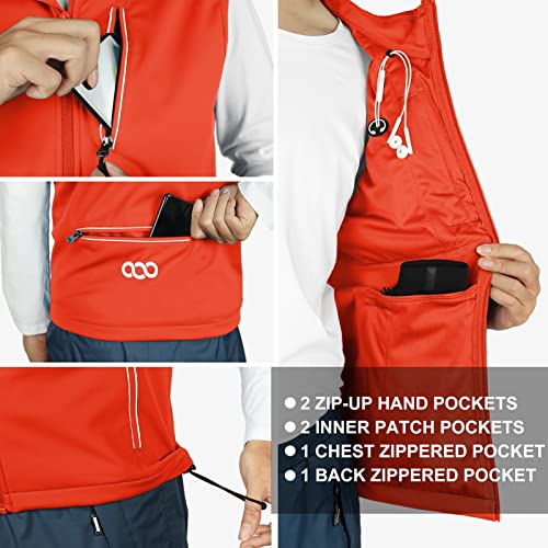 33,000ft Men's Windproof Lightweight Golf Vest Outerwear Sleeveless Jacket - color: Tangerine, size: Medium