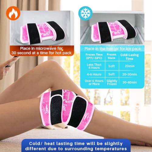 Knee Ice Pack Wrap for Pain Relief, Reusable Gel Cold Compress Therapy Pink - color: Pink-1 Pack
