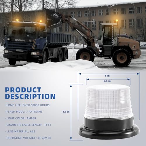 White Rooftop Beacon Strobe Lights w/Magnetic Base, 1-Pcs - color: 1× White