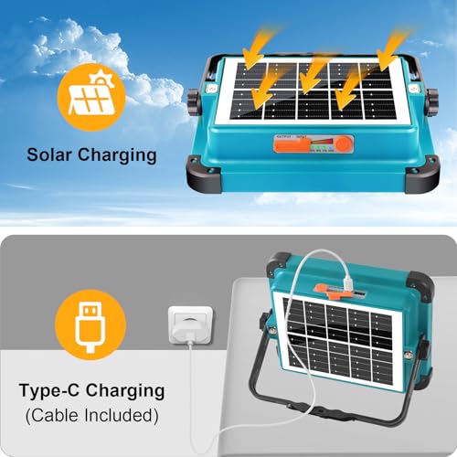100W Rechargeable LED Solar Work Light - size: 12000mAh
