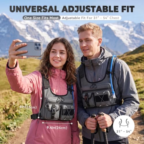 Criuage USA Patent Running Hydration Vest Backpack, Lightweight Chest Pack with 2.0L Water Bladder Bag Daypack for Hiking Running Cycling Race Marathon for Women Men - color: Grey-02