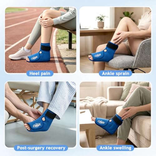 Ankle Ice Pack Wrap, Heel Ice Pack Wrap for Plantar Fasciitis Relief - color: Blue, size: Large
