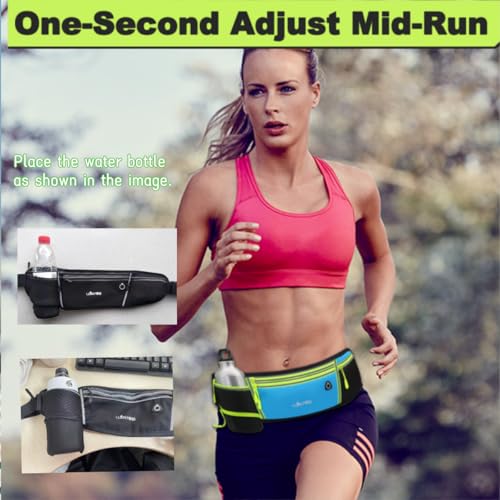 Running Belt for Women & Men Water Resistant Fitness Waist Pack with Phone Pocket & Water Bottle Holder Adjustable Reflective Jogging Belt for Running, Hiking, Gym (Sky Blue) - color: Sky Blue