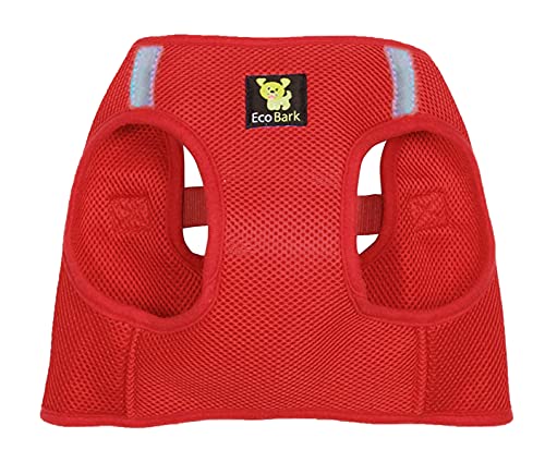 EcoBark Teacup Dog Harness for Tiny Dogs, Red, XXXS, Step in Mesh Vest - color: Red, size: XXXS- 2 to 3 lbs- Chest up to 10 in (Pack of 1)