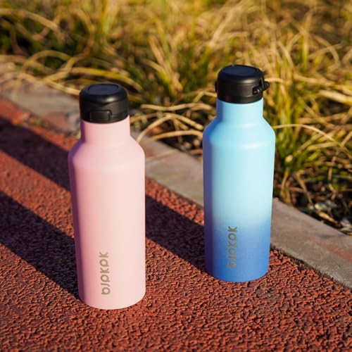 BJPKPK 25oz Insulated Thermal Water Bottle, Straw & Handle, Stainless Steel - color: Sky, size: 25 Ounces