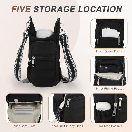 Water Bottle Carrier Bag with Adjustable Strap, for 18/32/40oz Bottle - color: Black