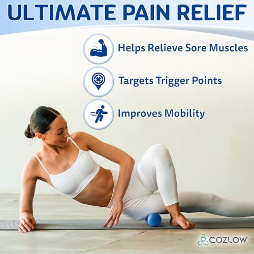 Peanut Massage Ball - Solid TPE - Deep Tissue Pain Relief - Blazing Blue - color: Hard Plastic