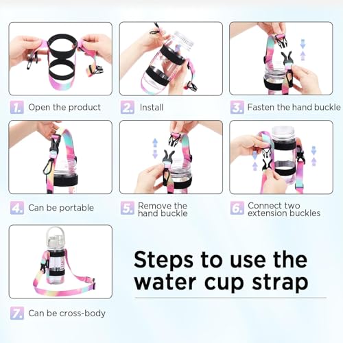 EasyAcc Water Bottle Holder Strap Sling, for Owala FreeSip 24 32 40 oz, Hydro Flask, Cirkul, Yeti, Stanley Flip, Universal Water Bottles, with Carabiner, for Walking Curise Travel (Bottle Excluded) - color: Cinderella