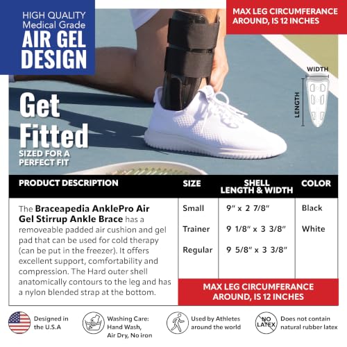 AnklePro Air Gel Ankle Brace, 3-Strap Stirrup, Reg - White - color: White, size: Regular