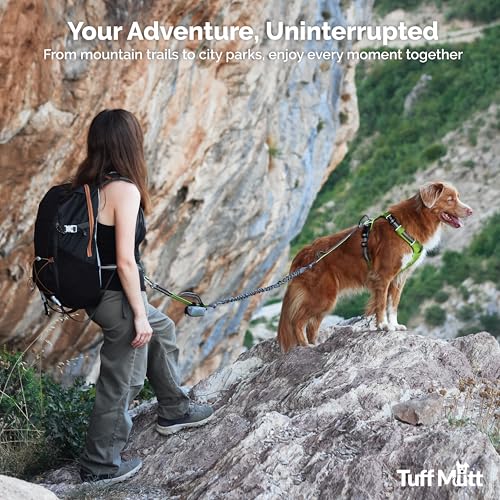 Tuff Mutt Waist Hands Free Dog Leash for Walking Running Hiking - color: green/gray