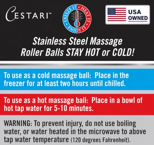 Cryosphere Massage Ball Hot Cold Roller Ball - Fast Muscle Pain Relief - Stainless Steel Balls for Heat or Ice Therapy - Feet Pain - Plantar Fasciitis- Back Ache - Foot Massager - 60 mm Ice Roller - color: Blue 60mm