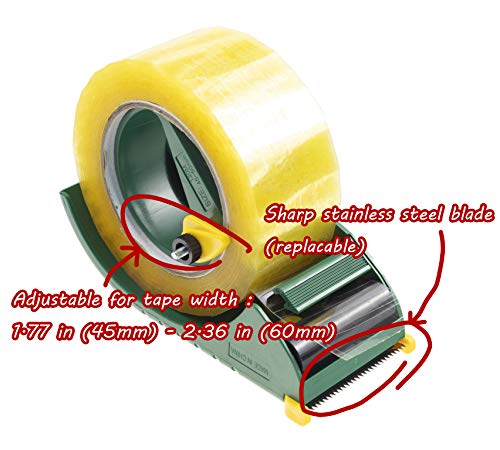 2 Inch Packing Tape Gun Dispenser, Width-Adjustable Box Sealer, Lightweight Ergonomic Industrial Heavy Duty Tape Cutter for Carton, Packaging and Box Sealing, Red