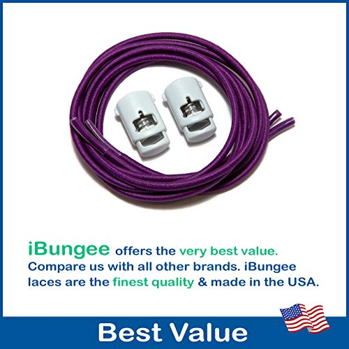 IBUNGEE LACES (Elastic No Tie Shoelaces (Made in the USA) - color: Purple, size: 22-inch