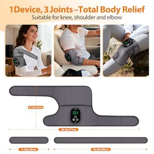 Cordless Knee Heating Pad, Heated Knee Massager with Heat Vibration - color: Grey(single)