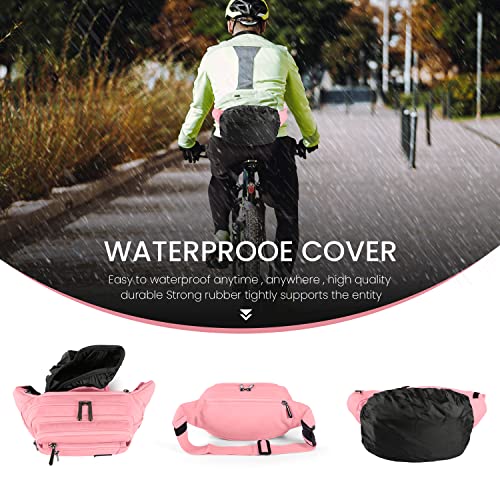 CXWMZY Fanny Packs For Women & Men Waist Pack Hip Bum Bag with Multi-Pockets Large Capacity Waterproof Casual Bum Bag for Disney Traveling Casual Cycling Running Hiking (Pink) - color: Pink