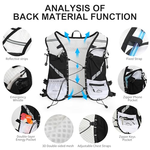IX INOXTO Running Vest Hydration Backpack, Lightweight Running Backpack - color: White