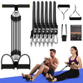 Arrowbash Upgrade 6 Tubes Foot Pedal Resistance Band Adjustable Pedal Puller Resistance Band with Handle Multifunction Fitness Bands for Men Women Abdomen Arm Leg Stretching - color: Black, size: 150 Lbs