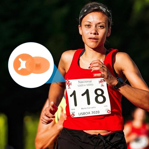 PATIKIL Running Bib Race Clips, 40 Pcs Race Fastener Race Number Buckle Fixing System Marathon Number Buckles Fasteners Holders for Runners Field, Orange - color: Orange