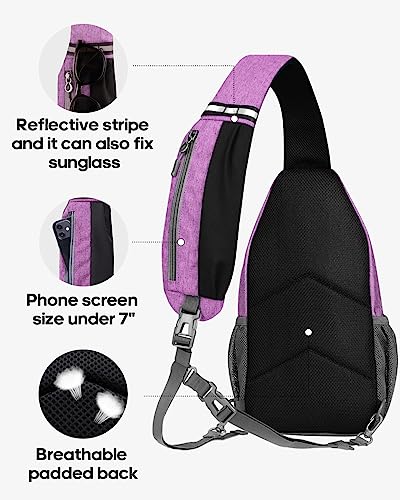 WATERFLY Crossbody Sling Backpack Sling Bag Travel Hiking Daypack - color: Purple(other Style)