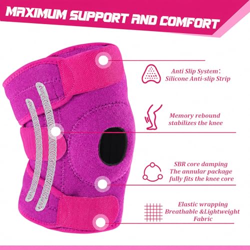 Foilswirl 1 Pcs Kids Knee Brace with Side Stabilizers,Rose Red - color: Rose Red
