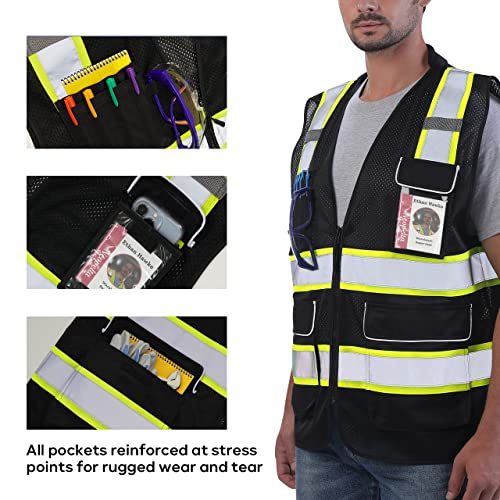 Neopelta Hi Vis Reflective Safety Vest for Men Women Black Mesh/Yellow S - color: Black / Yellow Trim, size: Small