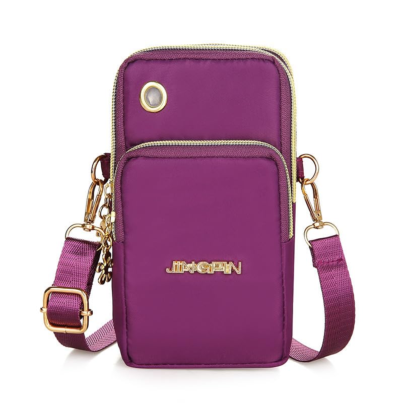 Crossbody Phone Bag Universal Armbands Phone Holder Pouch Case With Earphone Hole, Shoulder Handbag With Adjustable Strap - color: Purple