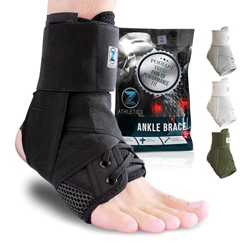 Z ATHLETICS Ankle Brace for Women & Men - Lace Up Adjustable Support with Side Stabilizers for Sprained Ankle, Achilles Tendonitis Relief | Basketball, Volleyball, Running & Sports Recovery