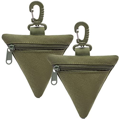 2 Packs Tactical EDC Pouches Compact Mini Military Molle Utility Pouch Accessories Organizer Bags Coin Purse Keychain Pockets Credit Card Holder for Waist Pack - color: 2 Pack Triangle Green