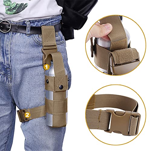 Drop Leg Water Bottle Holster, Pepper Spray Holder Adjustable Thigh Pepper Spray Pouch Open Top Thigh Pouch for Left/Right Leg - color: Green
