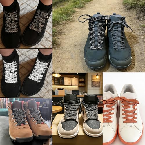 9mm Flat Reflective Shoe Laces for Hiking Running Sneakers - color: Gray, size: 63in/160cm