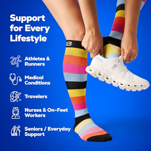 SB SOX 3-Pair Compression Socks (15-20mmHg) - color: 08 – Multi-color, size: L/XL